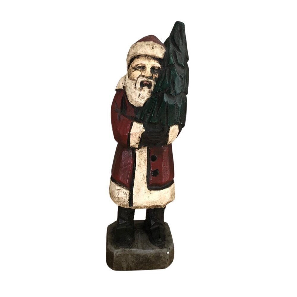 Vintage Belsnickle Chalkware Handpainted Folk Art Santa 10.5 Vaillancourt? Large